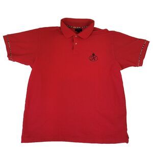 Burberry Golf Polo Shirt Mens L Red The K Club Nova Check Trim